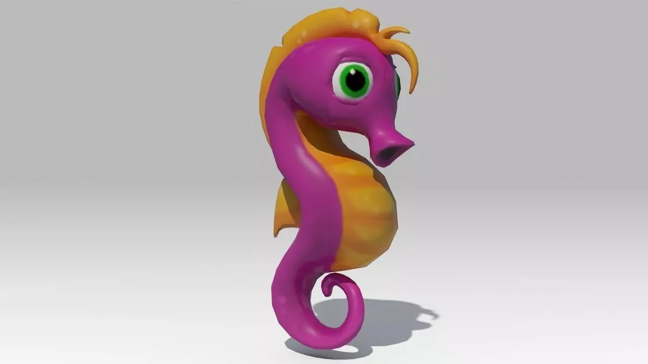 Seahorse Toon Animated Low-poly 3D model_0
