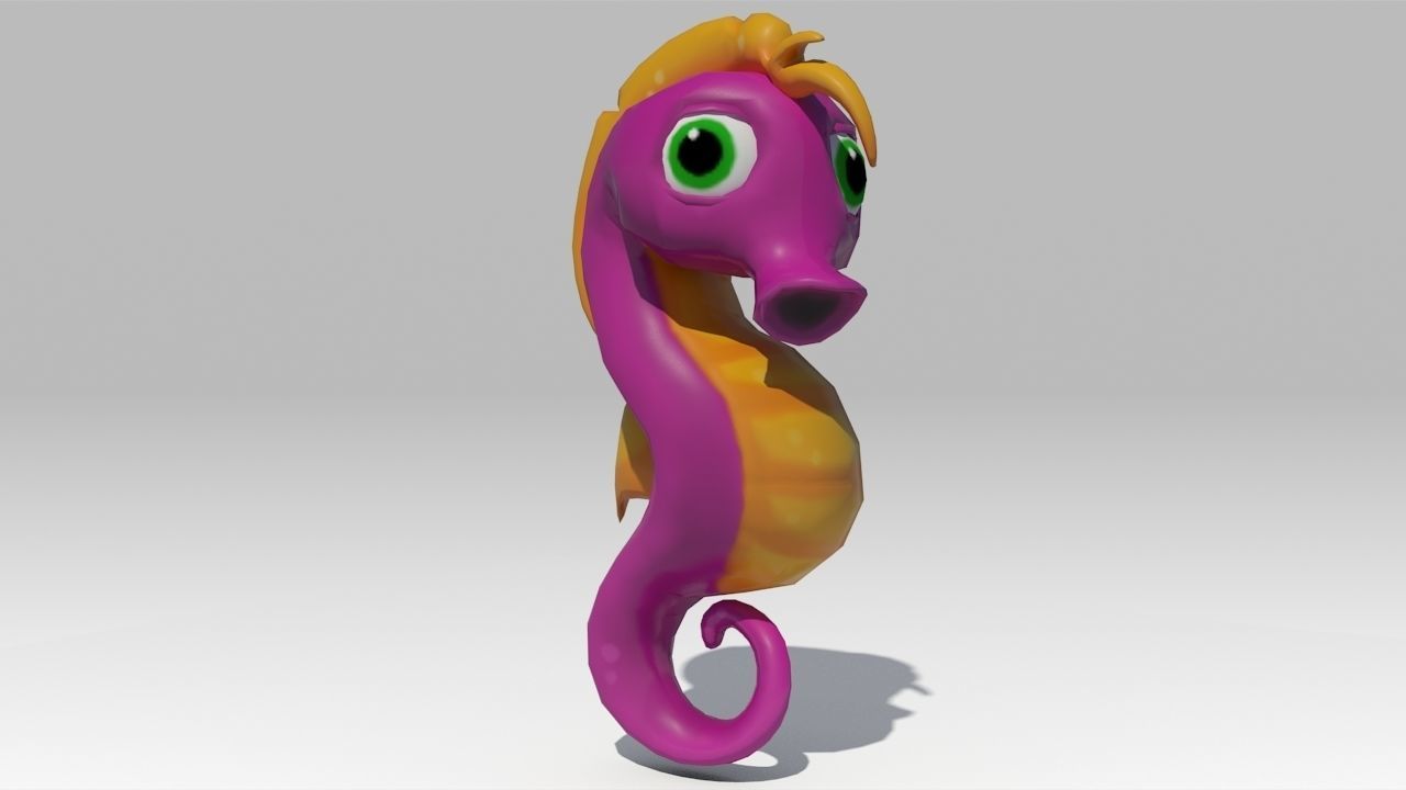 Seahorse Toon Animated Low-poly 3D model_3