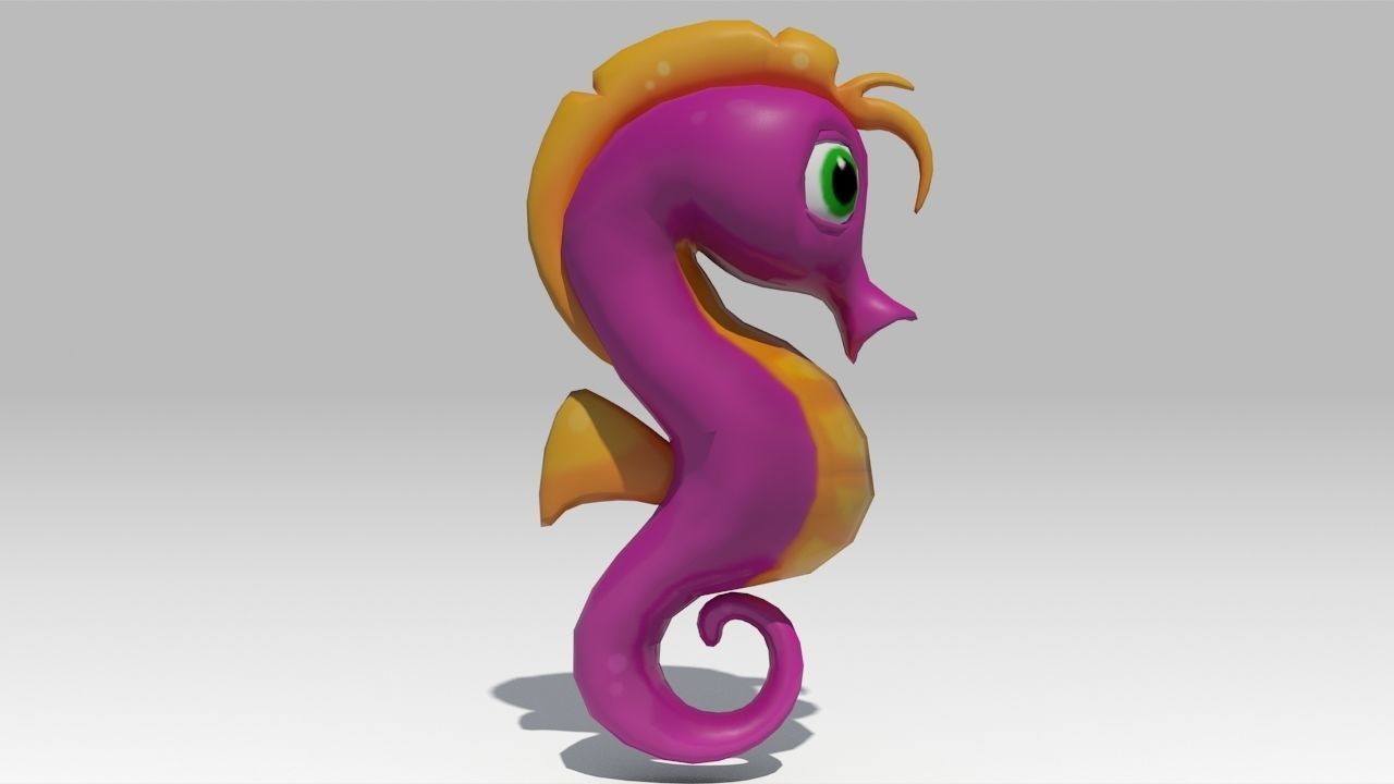 Seahorse Toon Animated Low-poly 3D model_4