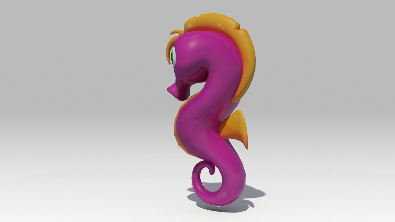 Seahorse Toon Animated Low-poly 3D model_5