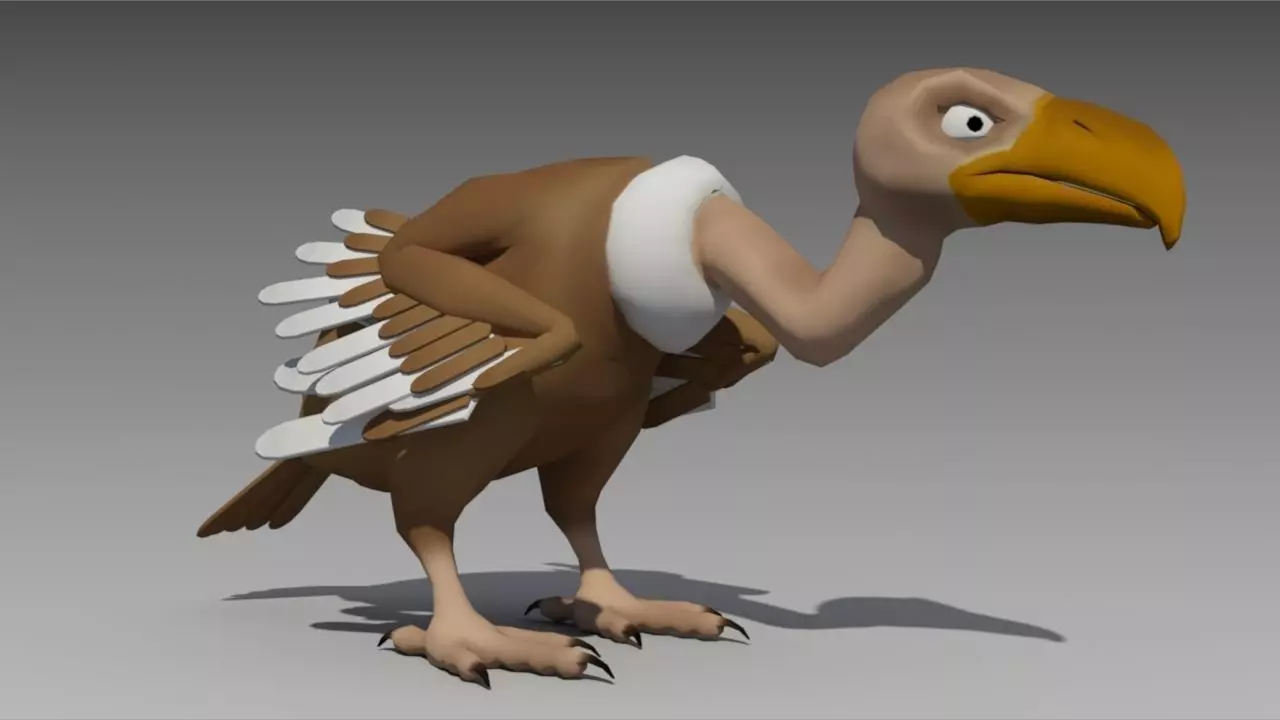 Vulture Toon Animated Low-poly 3D model