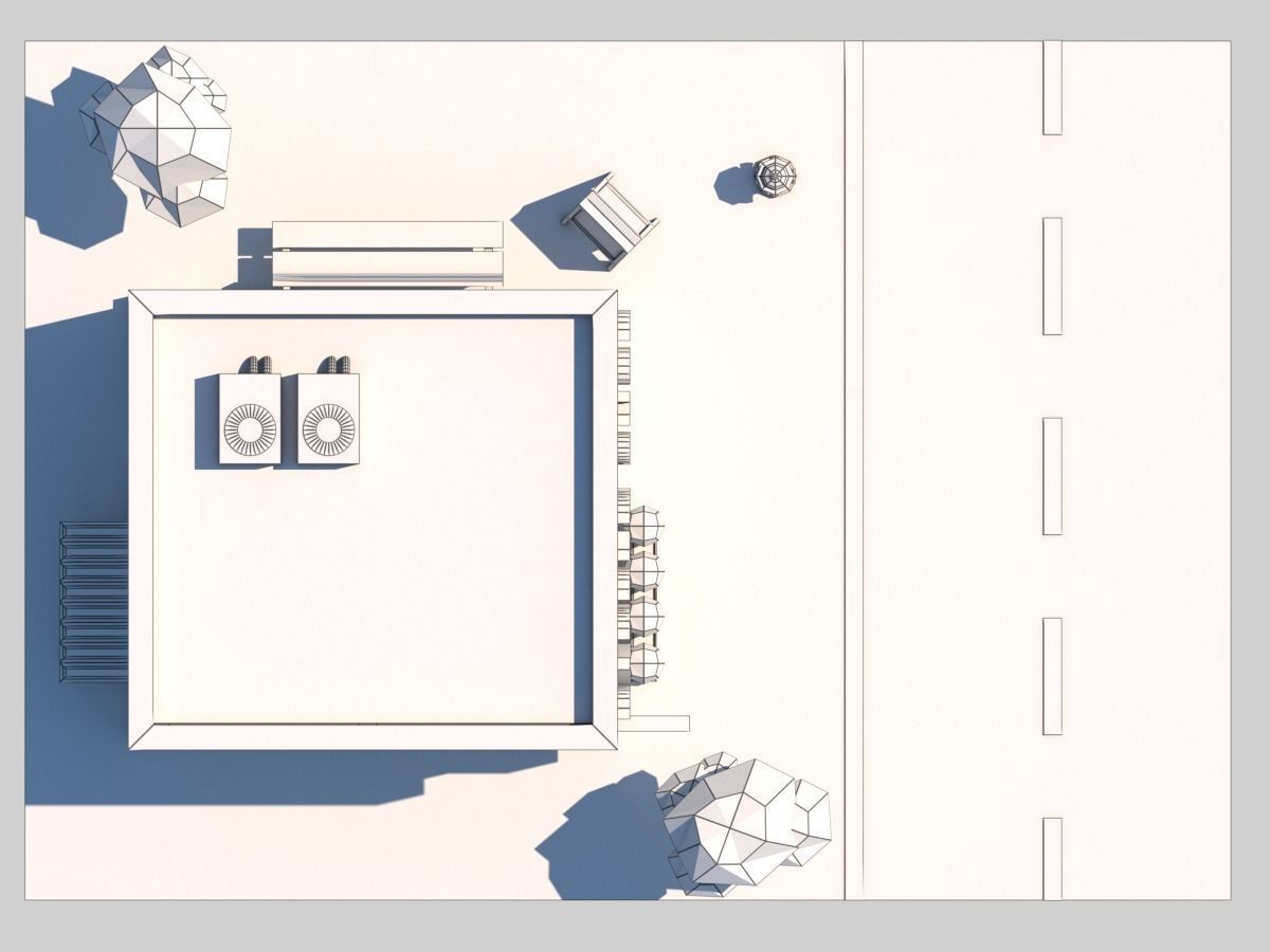 Cartoon Low Poly Building Barber Shop Low-poly 3D model_4