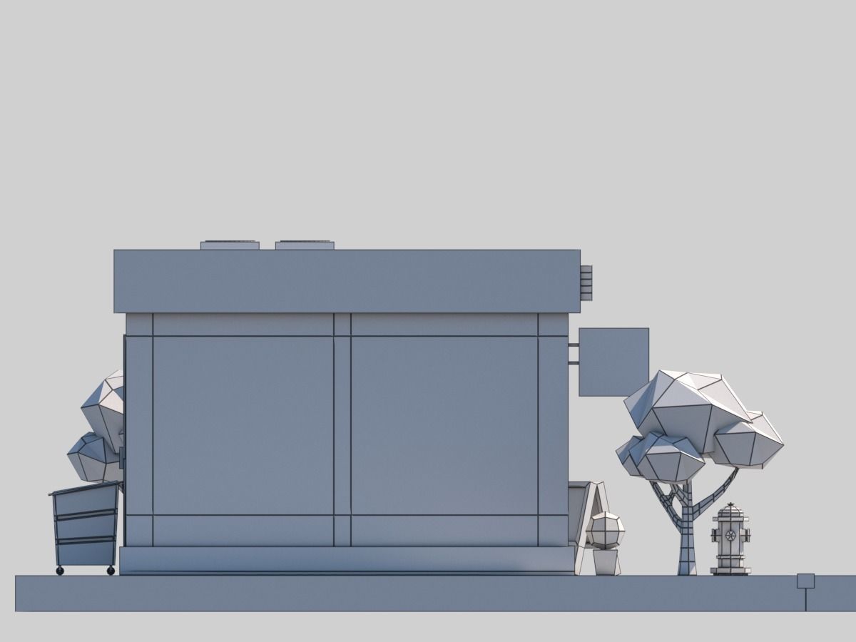 Cartoon Low Poly Building Barber Shop Low-poly 3D model_12