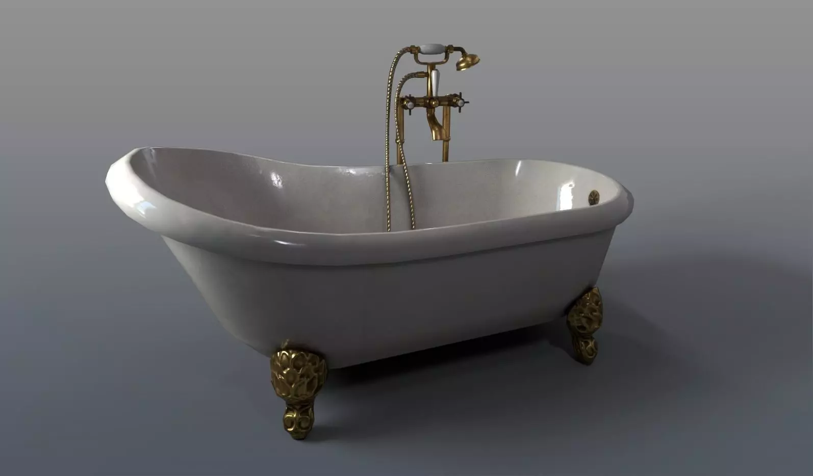 Antique Bathtub Low-poly 3D model