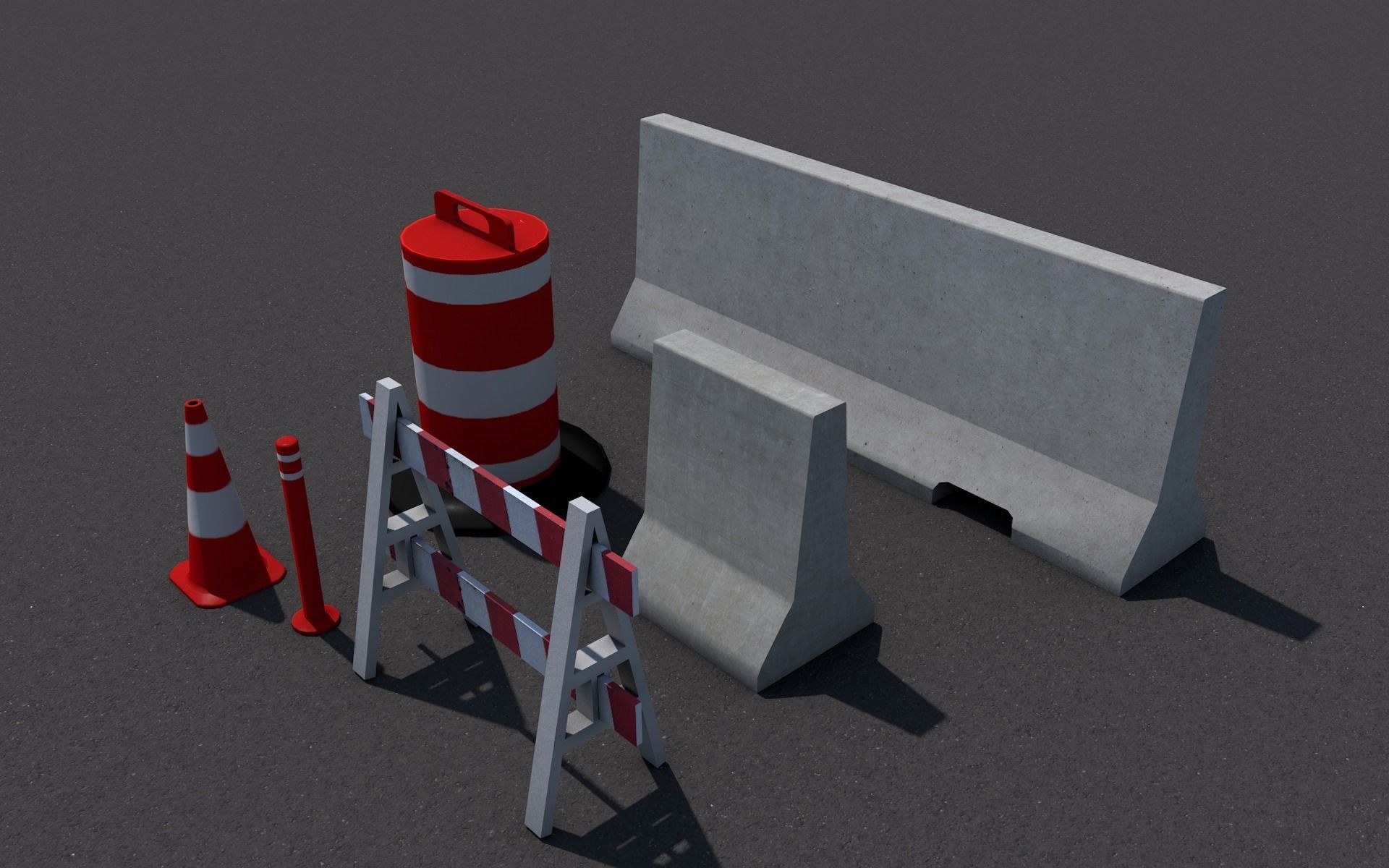 Road Objects  Low-poly 3D model_3