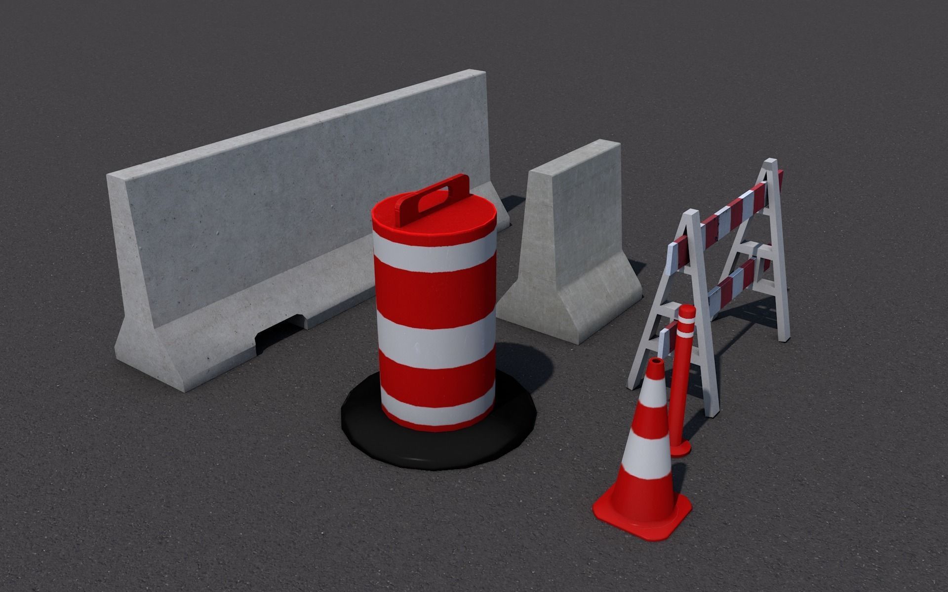 Road Objects  Low-poly 3D model_2