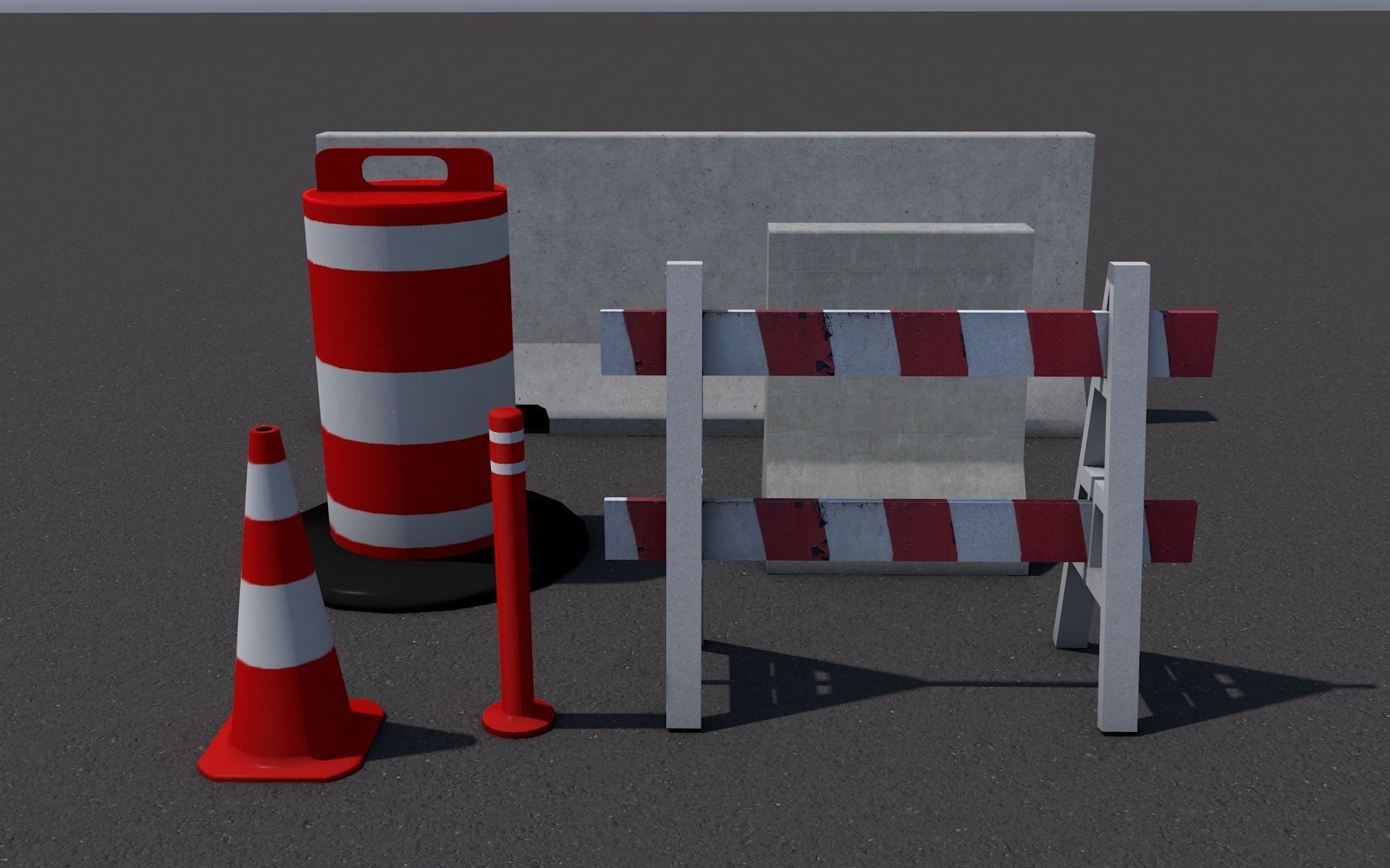 Road Objects  Low-poly 3D model_1