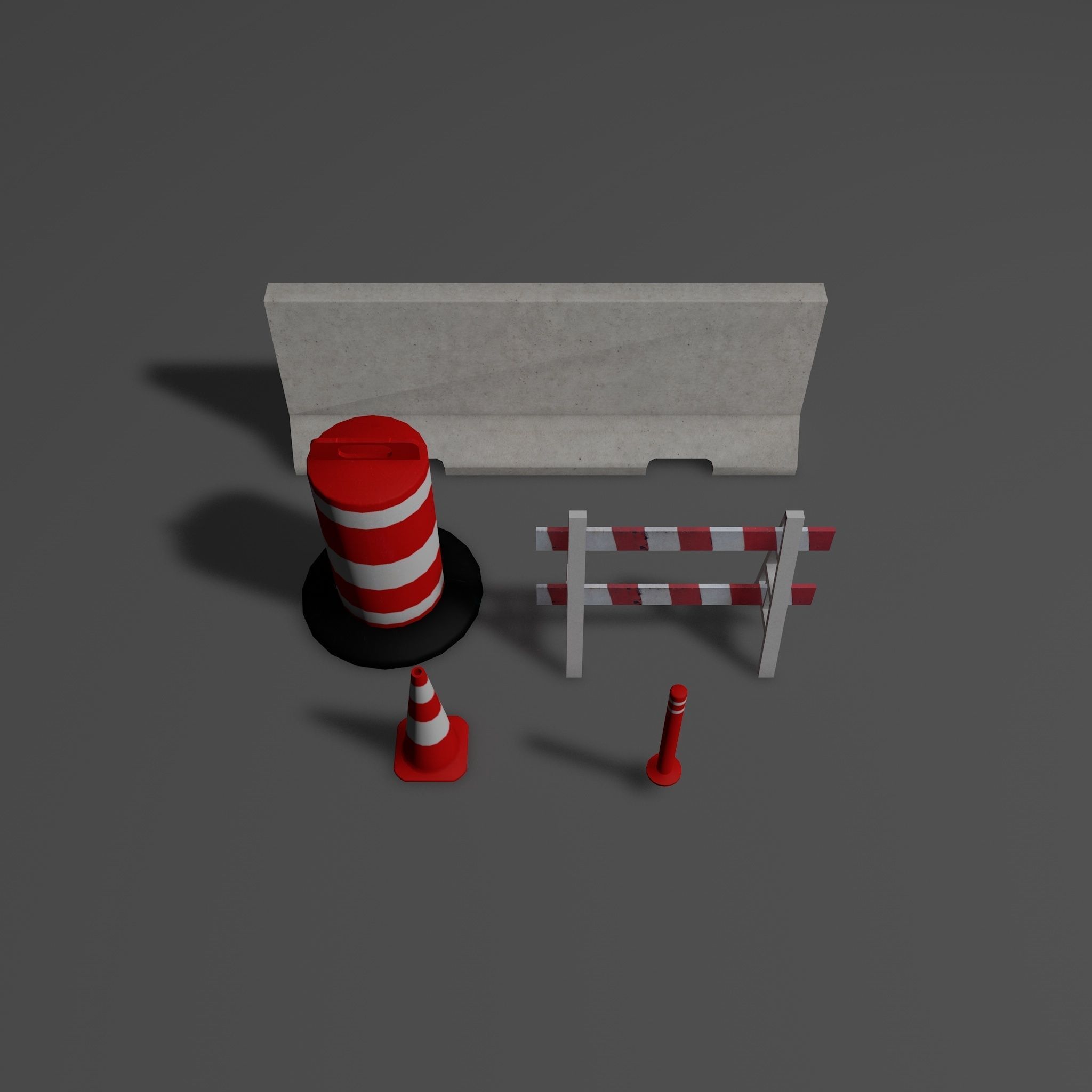 Road Objects  Low-poly 3D model_4