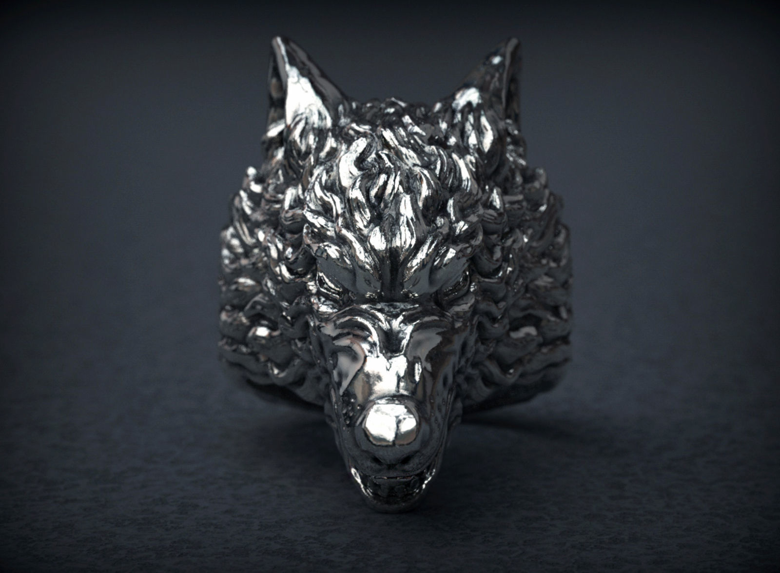 Demonic Wolf ring 3D print model_10