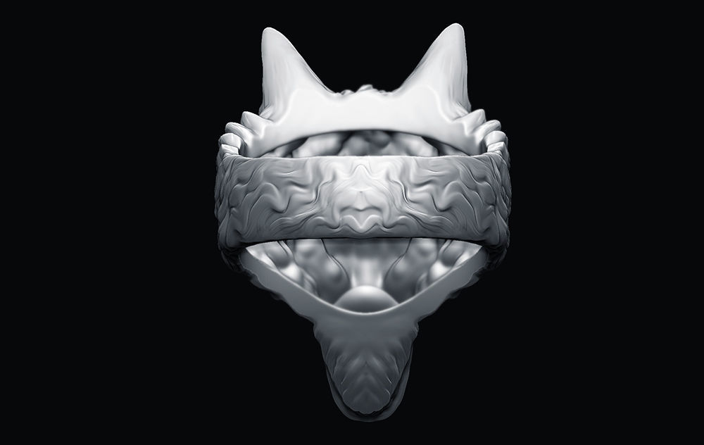 Demonic Wolf ring 3D print model_7