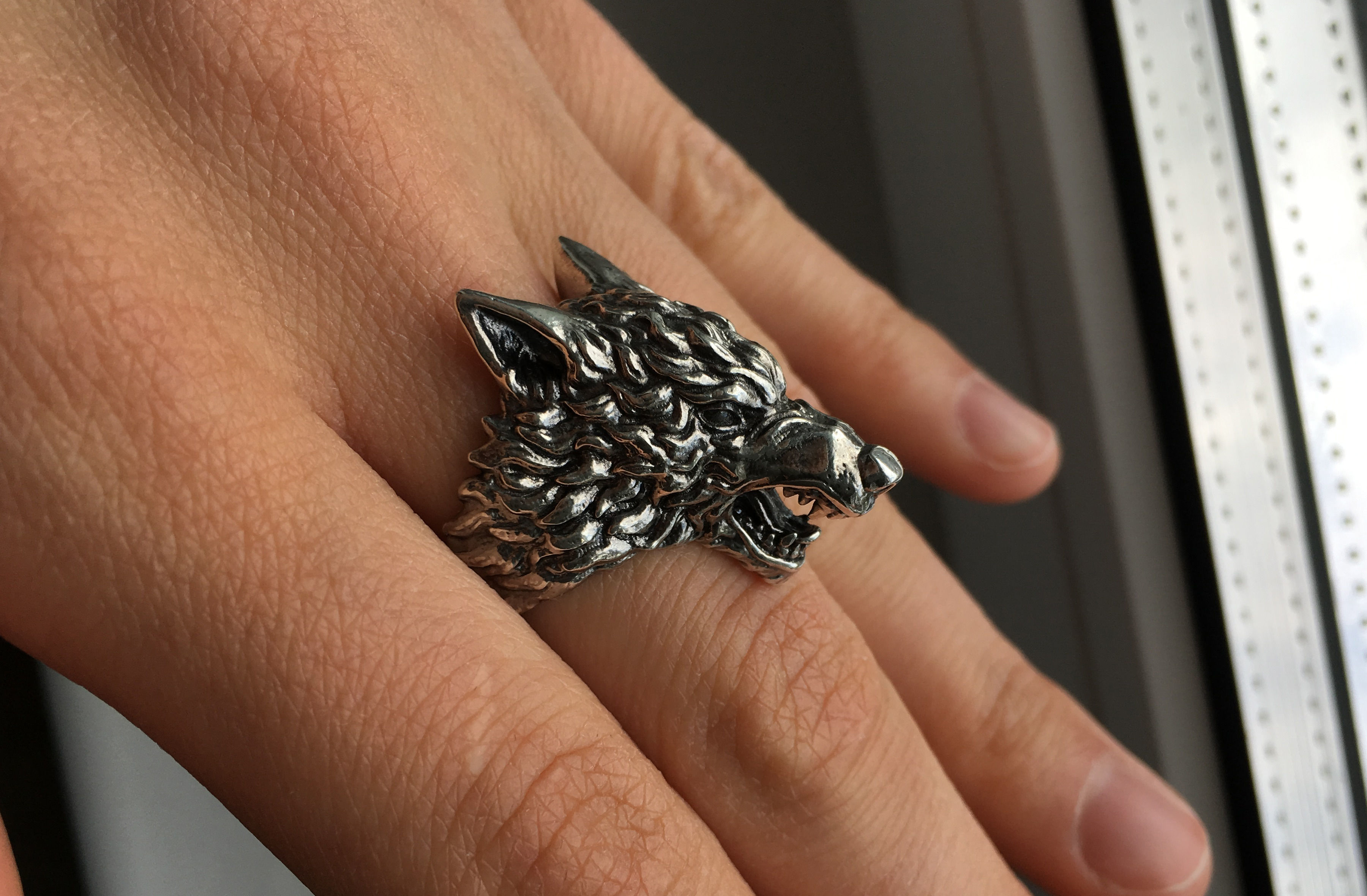 Demonic Wolf ring 3D print model_1