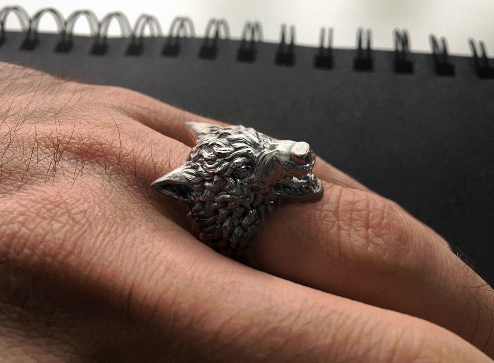Demonic Wolf ring 3D print model_11