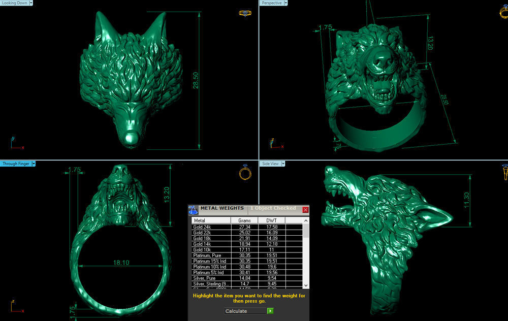 Demonic Wolf ring 3D print model_12
