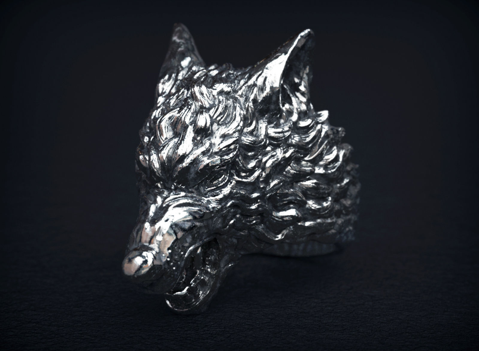 Demonic Wolf ring 3D print model_9