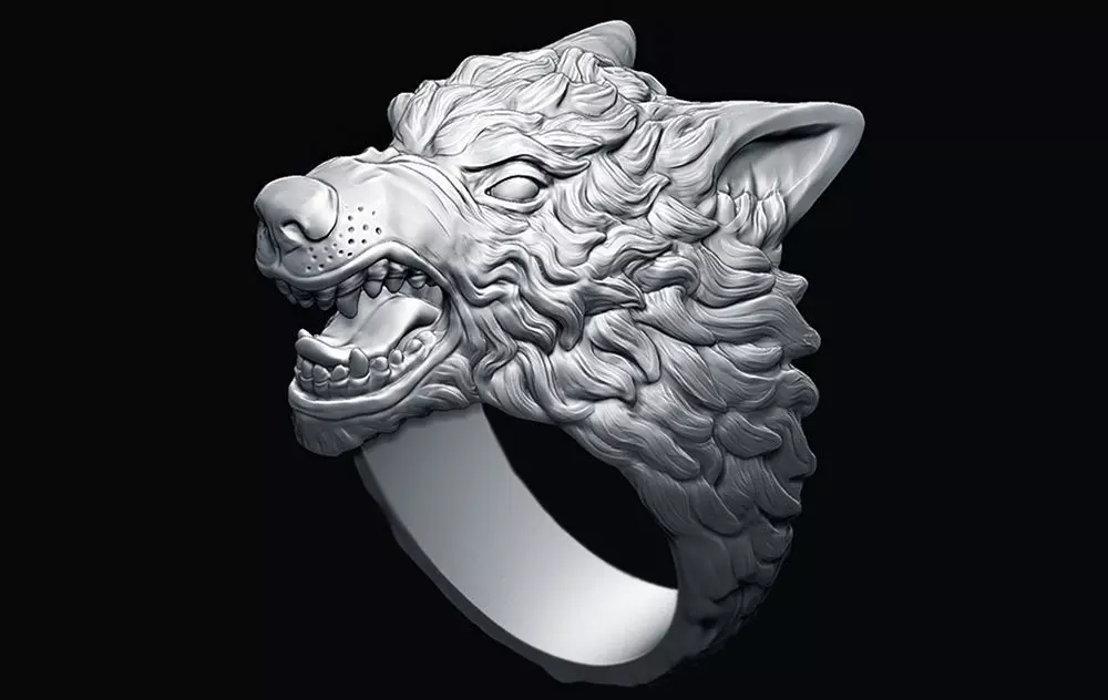 Demonic Wolf ring 3D print model_0