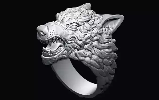 Demonic Wolf ring 3D print model