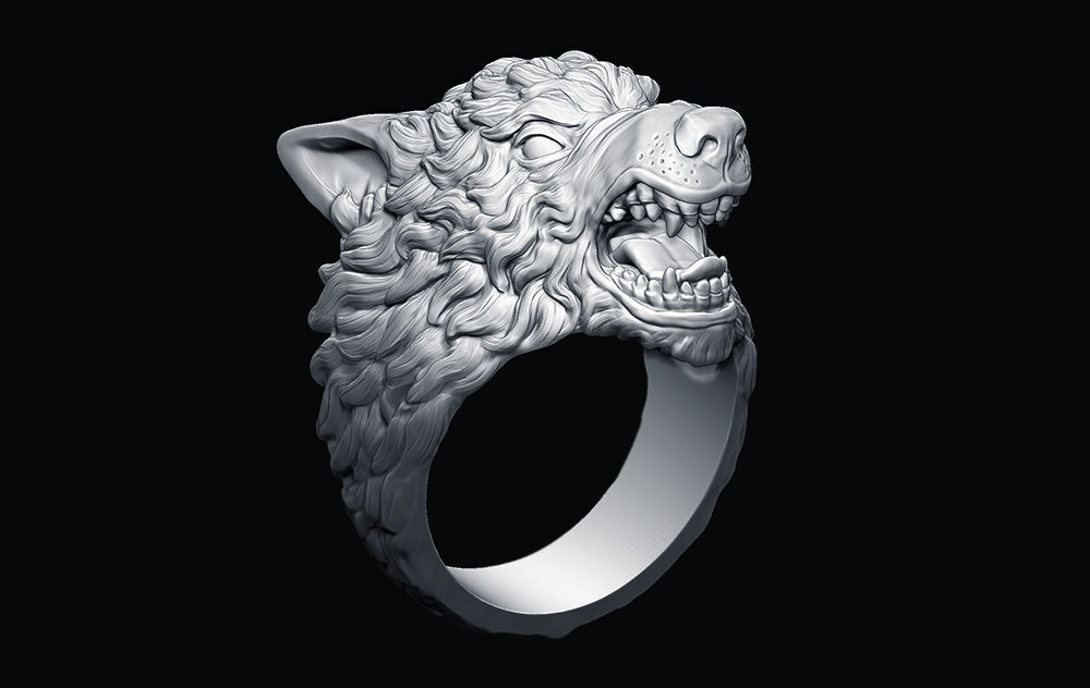 Demonic Wolf ring 3D print model_3