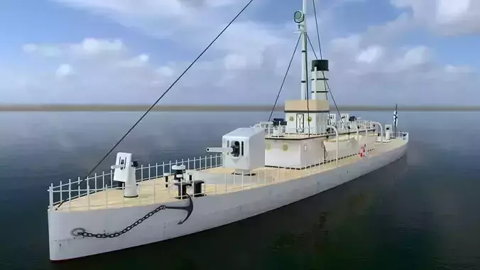 Nieugieta polish river gunboat laid down 1909 3D model