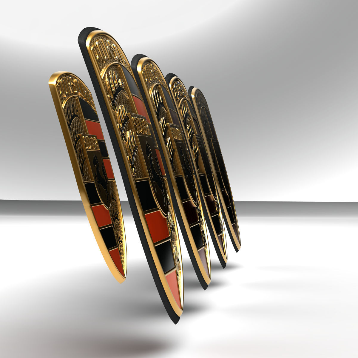 Porsche Logo Badge Emblem Crest History Collection Bundle 3D model_2