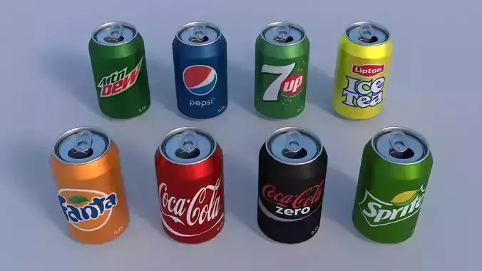 Soda cans PBR 3D model
