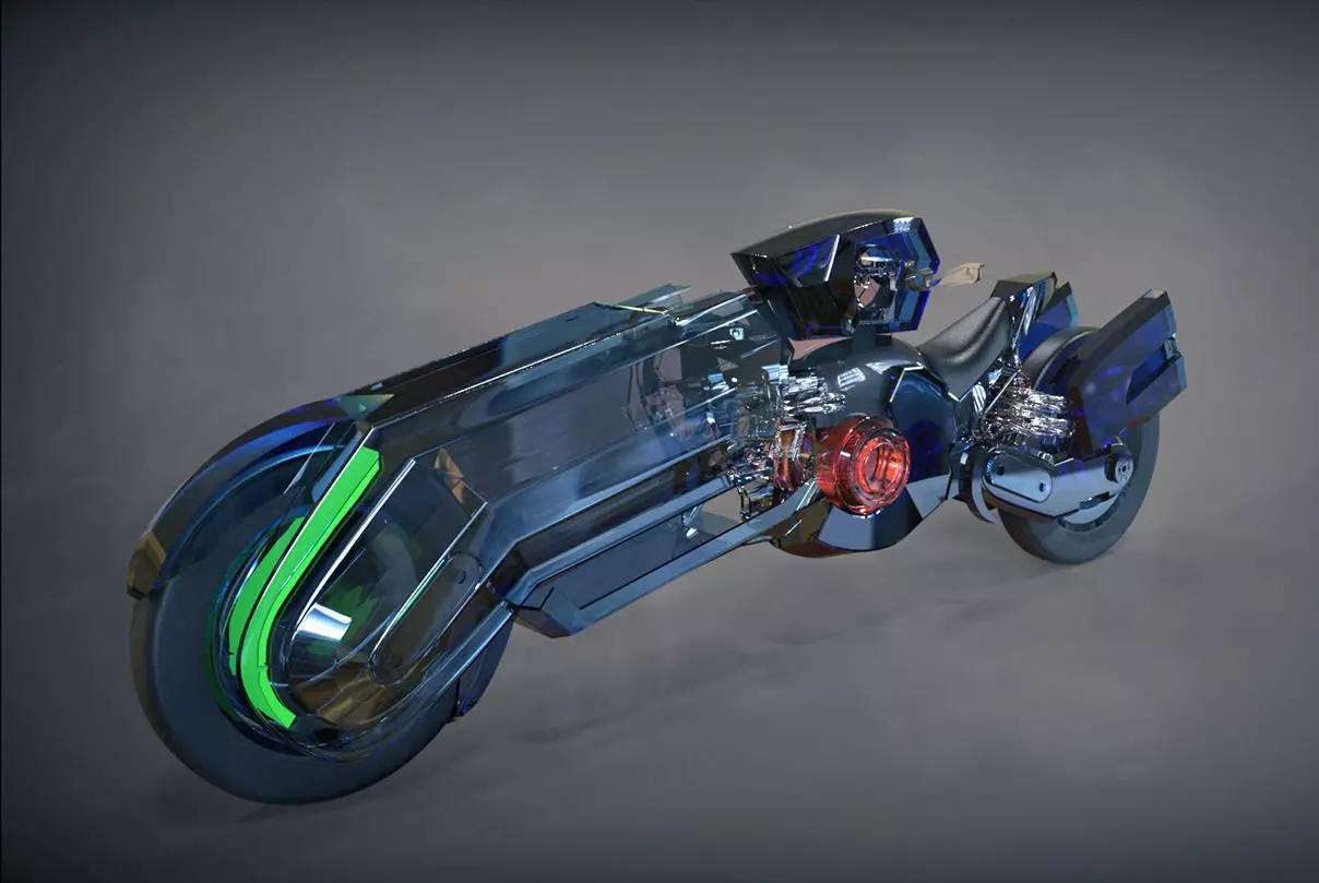 Dynasty futuristic motorcycle 3D model_0