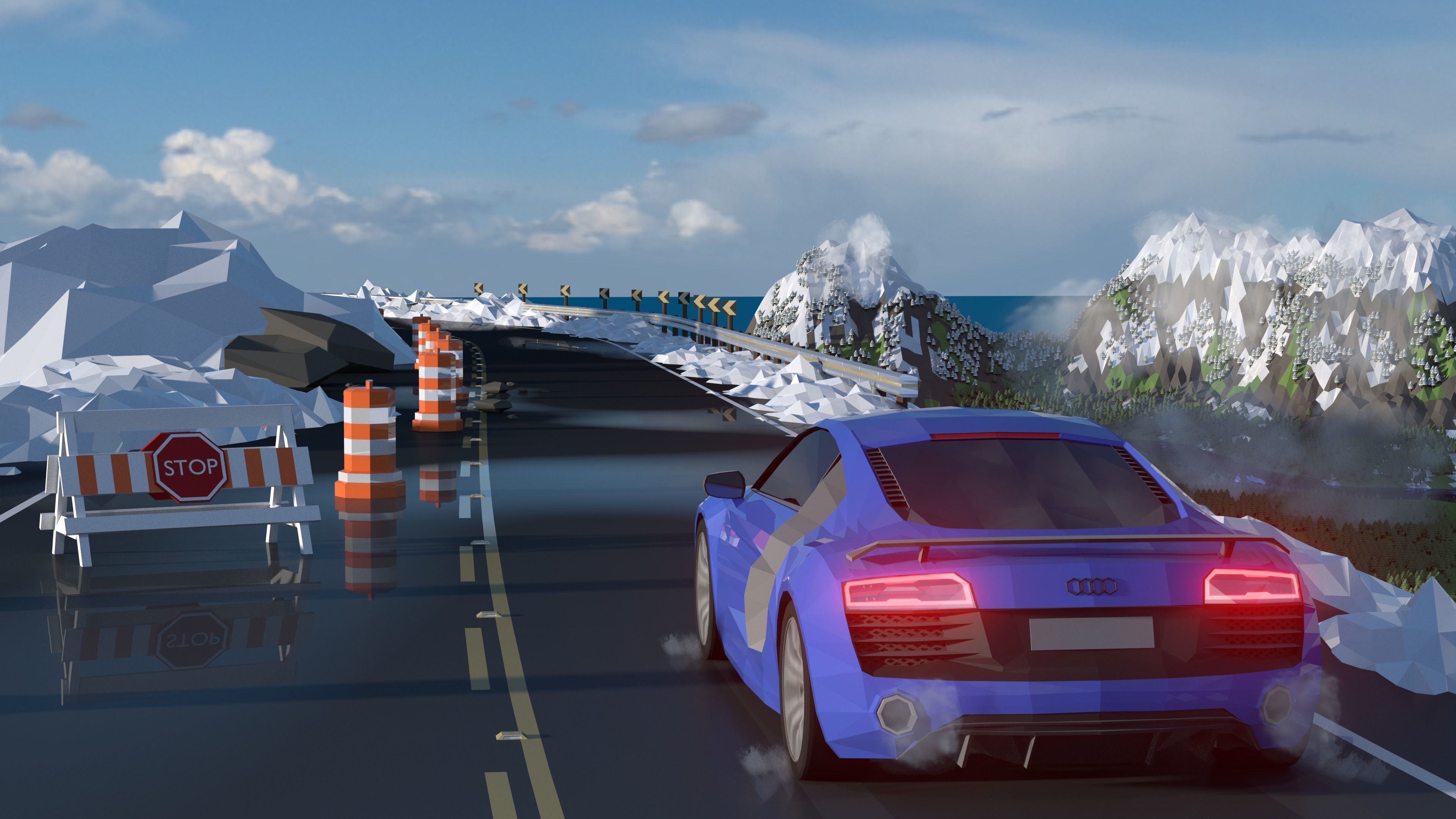 Audi R8 low poly Free 3D model_12