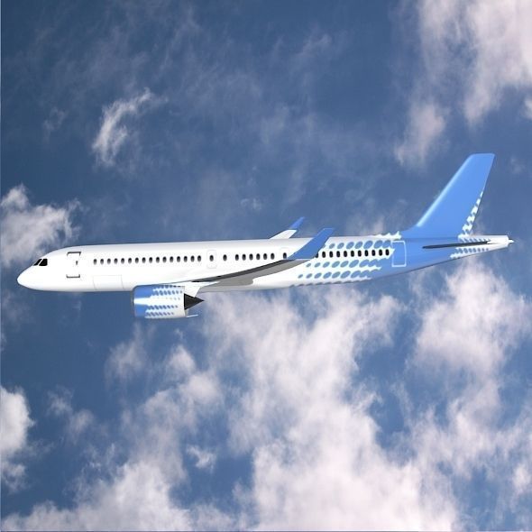 Bombardier cs300 commercial airplane Low-poly 3D model_6