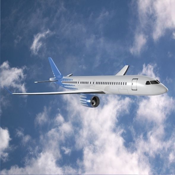 Bombardier cs300 commercial airplane Low-poly 3D model_3