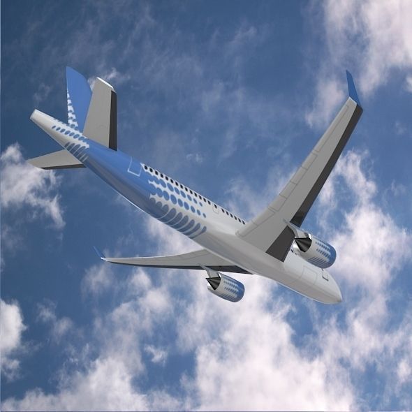 Bombardier cs300 commercial airplane Low-poly 3D model_7