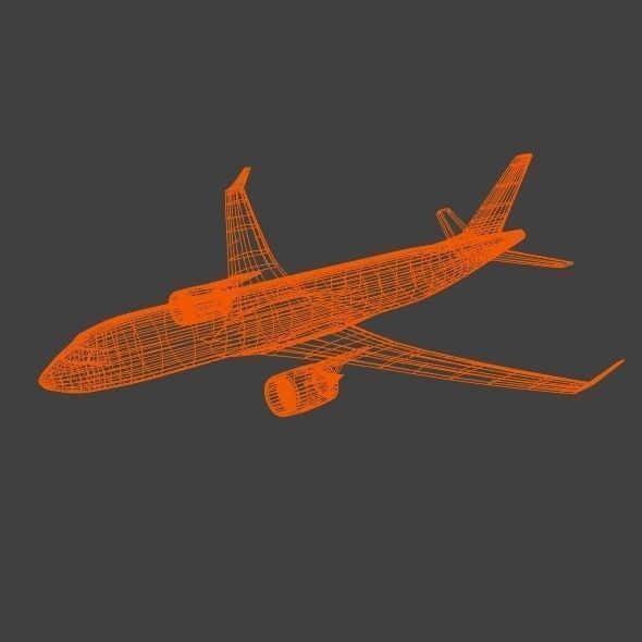 Bombardier cs300 commercial airplane Low-poly 3D model_9