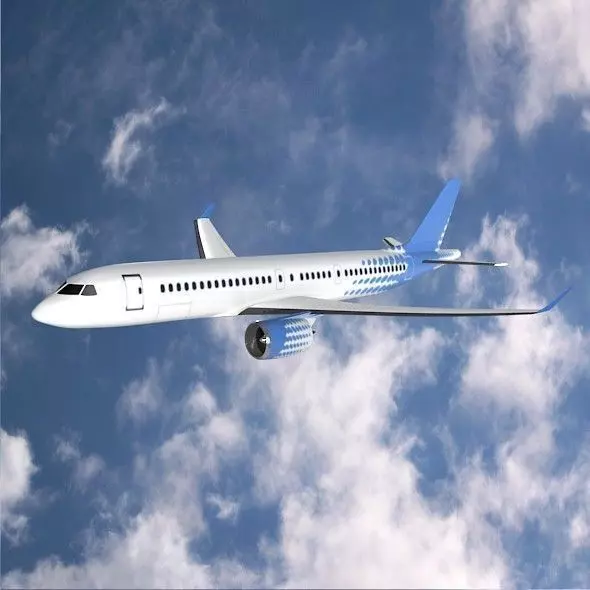 Bombardier cs300 commercial airplane Low-poly 3D model_0