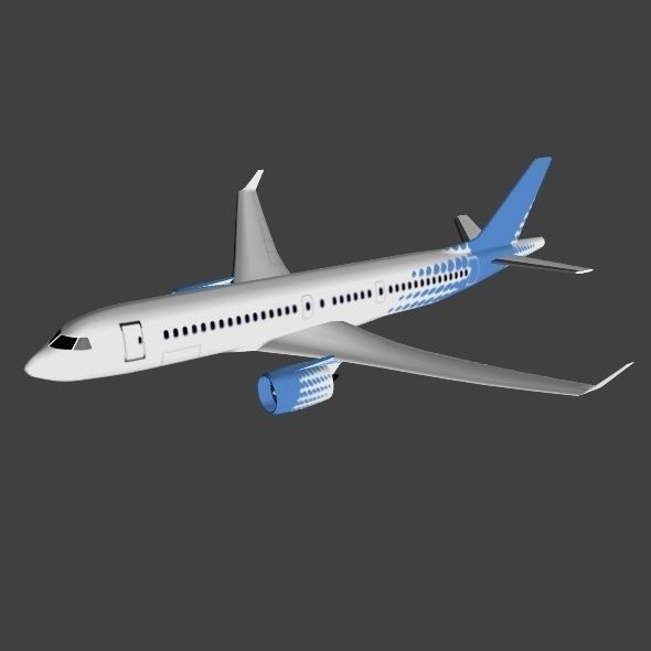 Bombardier cs300 commercial airplane Low-poly 3D model_5