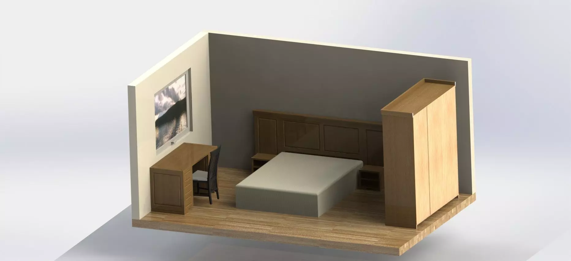 oak bedroom Free 3D model
