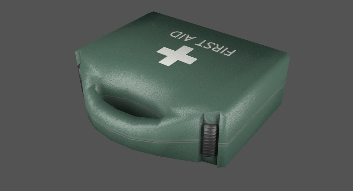 First Aid Kit Plastic Green 2 Low-poly 3D model_2