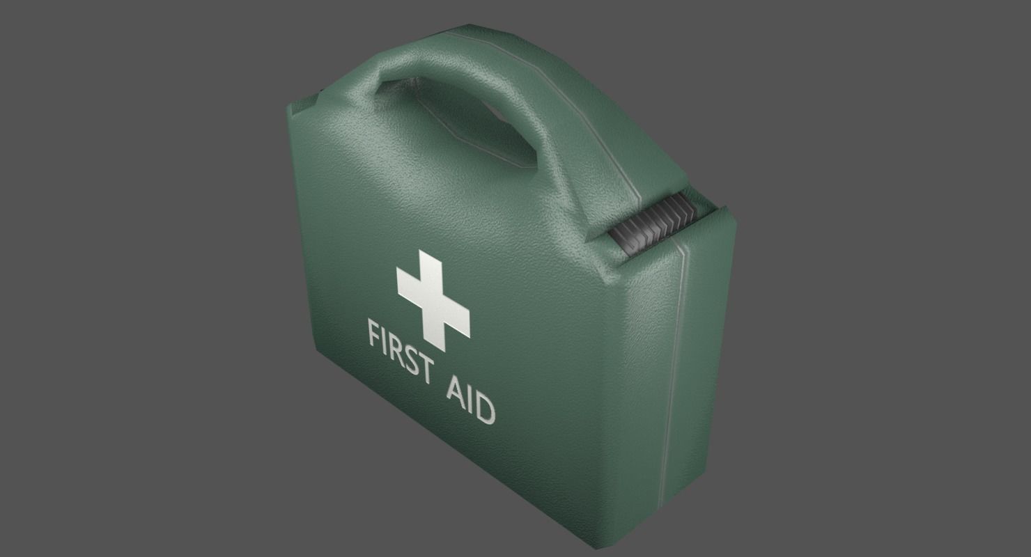 First Aid Kit Plastic Green 2 Low-poly 3D model_1