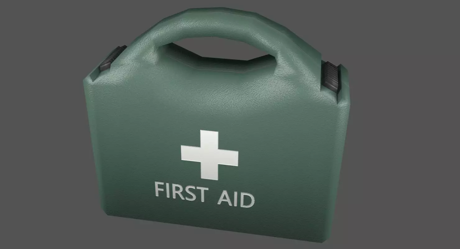 First Aid Kit Plastic Green 2 Low-poly 3D model_0