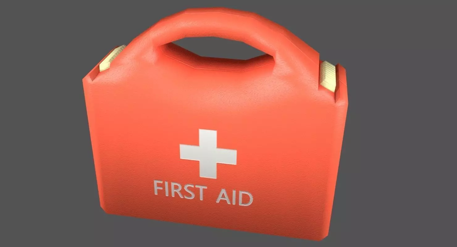 First Aid Kit Plastic Orange Low-poly 3D model_0