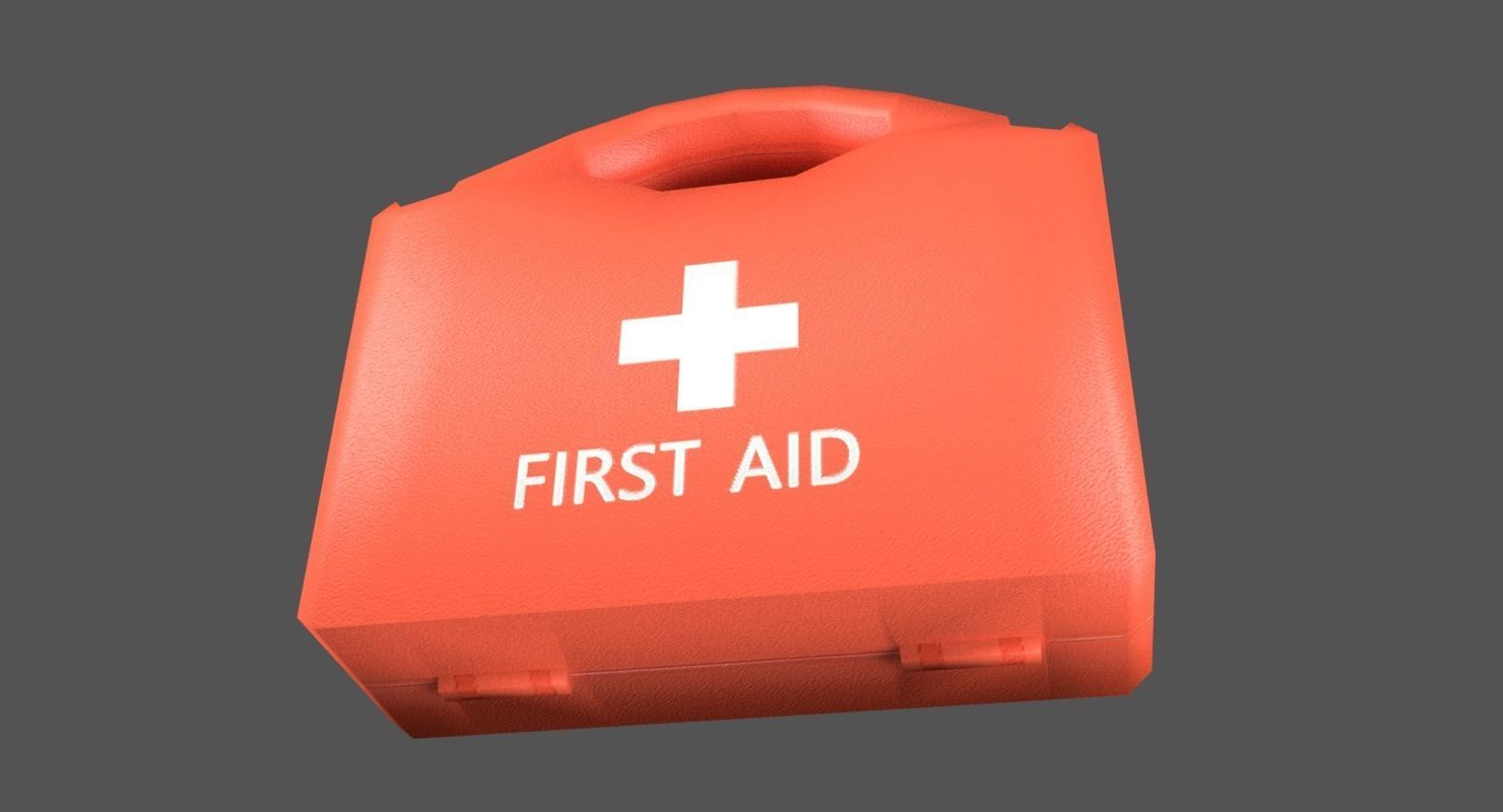 First Aid Kit Plastic Orange Low-poly 3D model_5