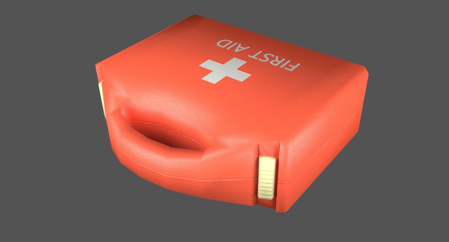First Aid Kit Plastic Orange Low-poly 3D model_2
