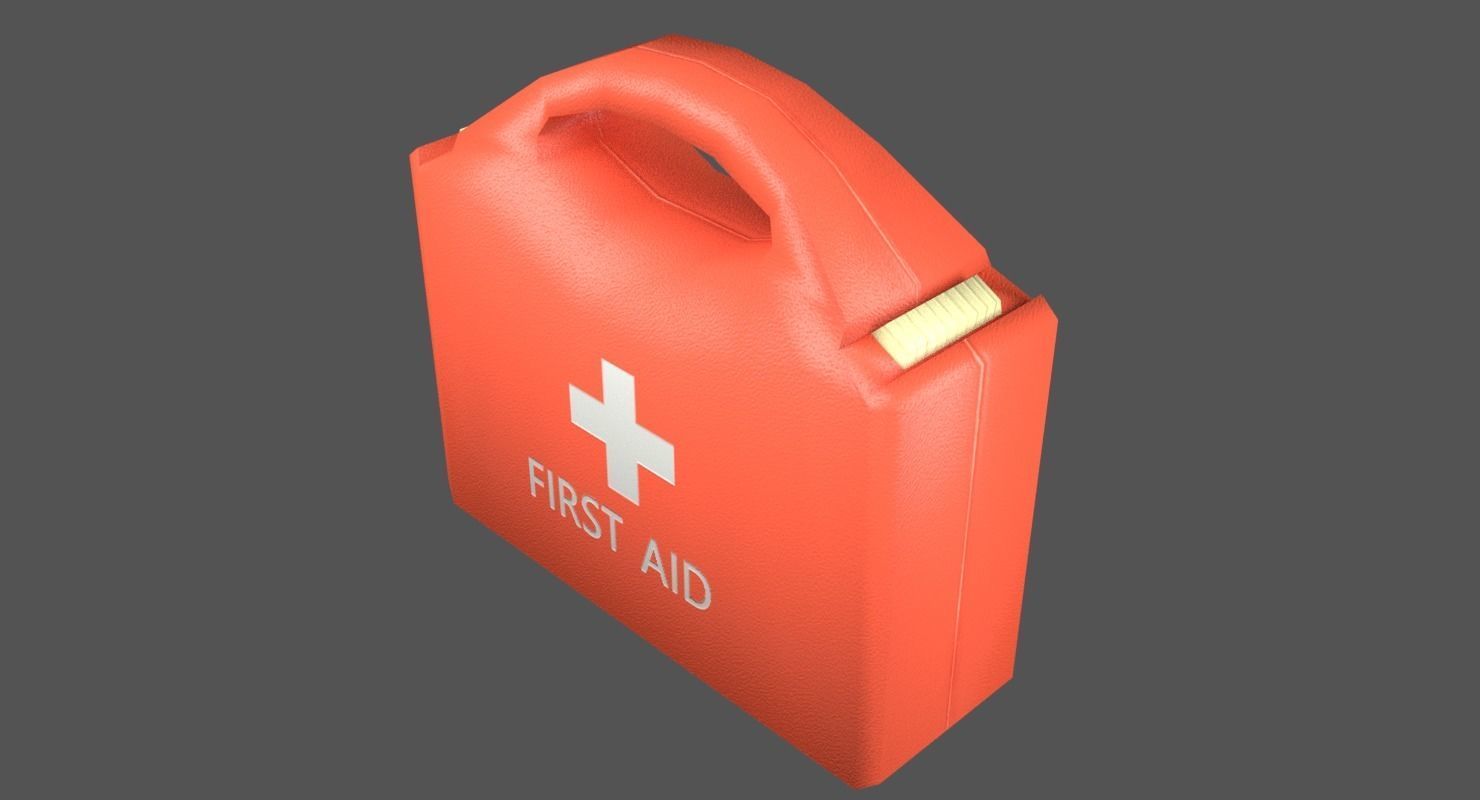 First Aid Kit Plastic Orange Low-poly 3D model_1