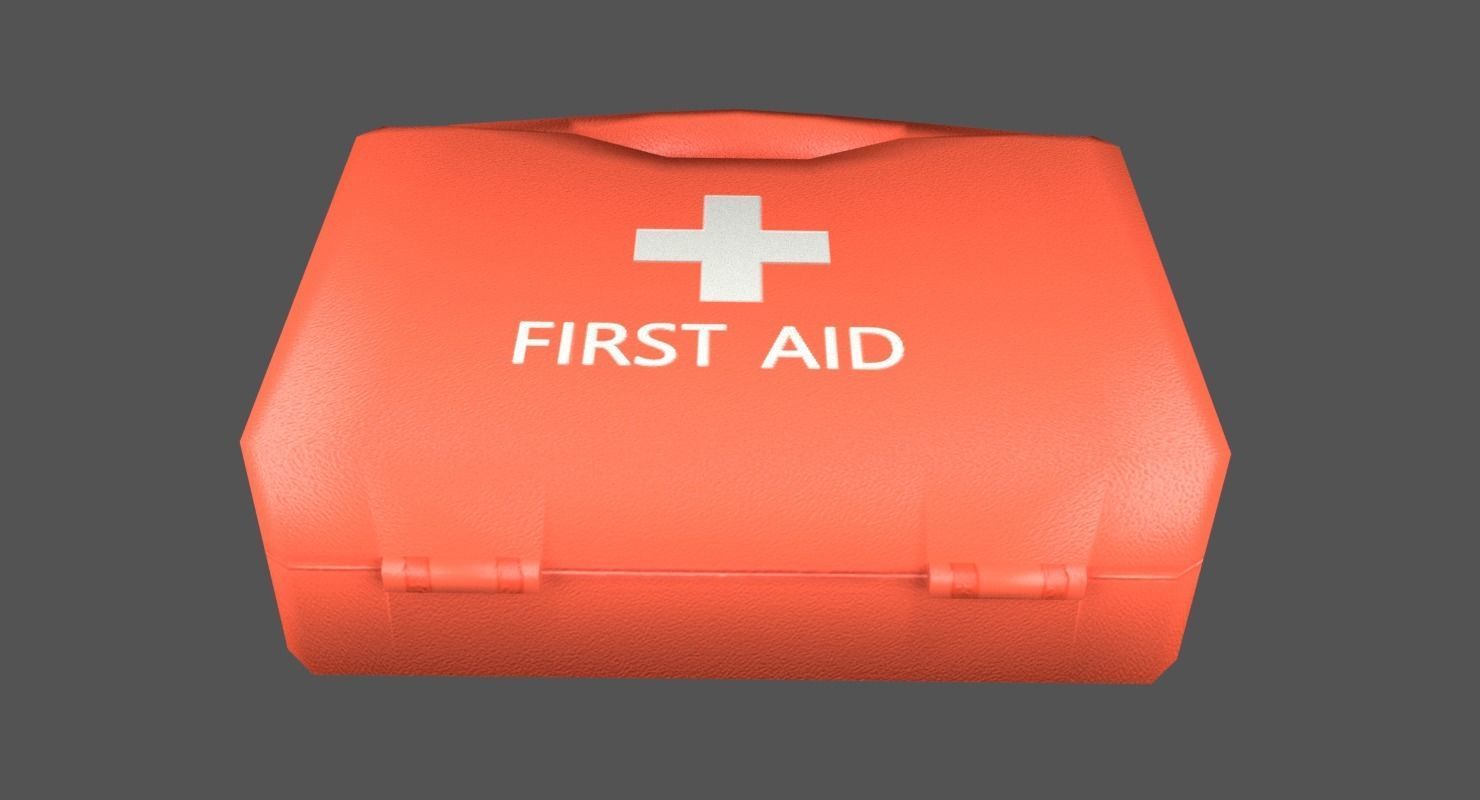 First Aid Kit Plastic Orange Low-poly 3D model_4