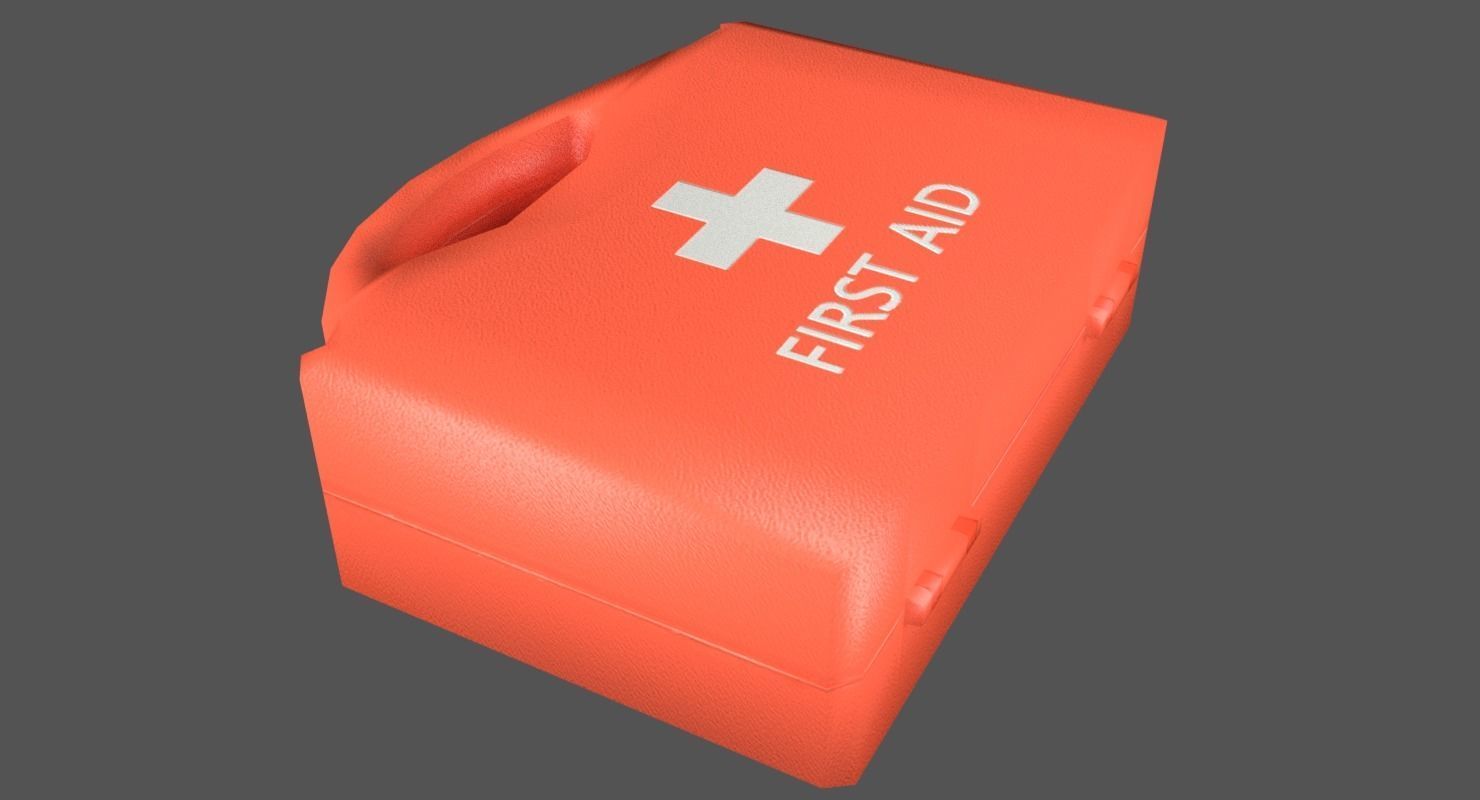 First Aid Kit Plastic Orange Low-poly 3D model_3