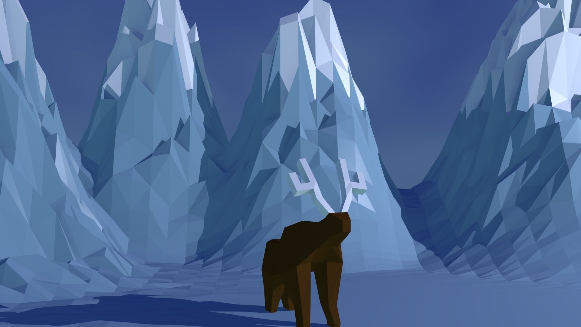 Reindeer deer in ice cave Low-poly 3D model_3