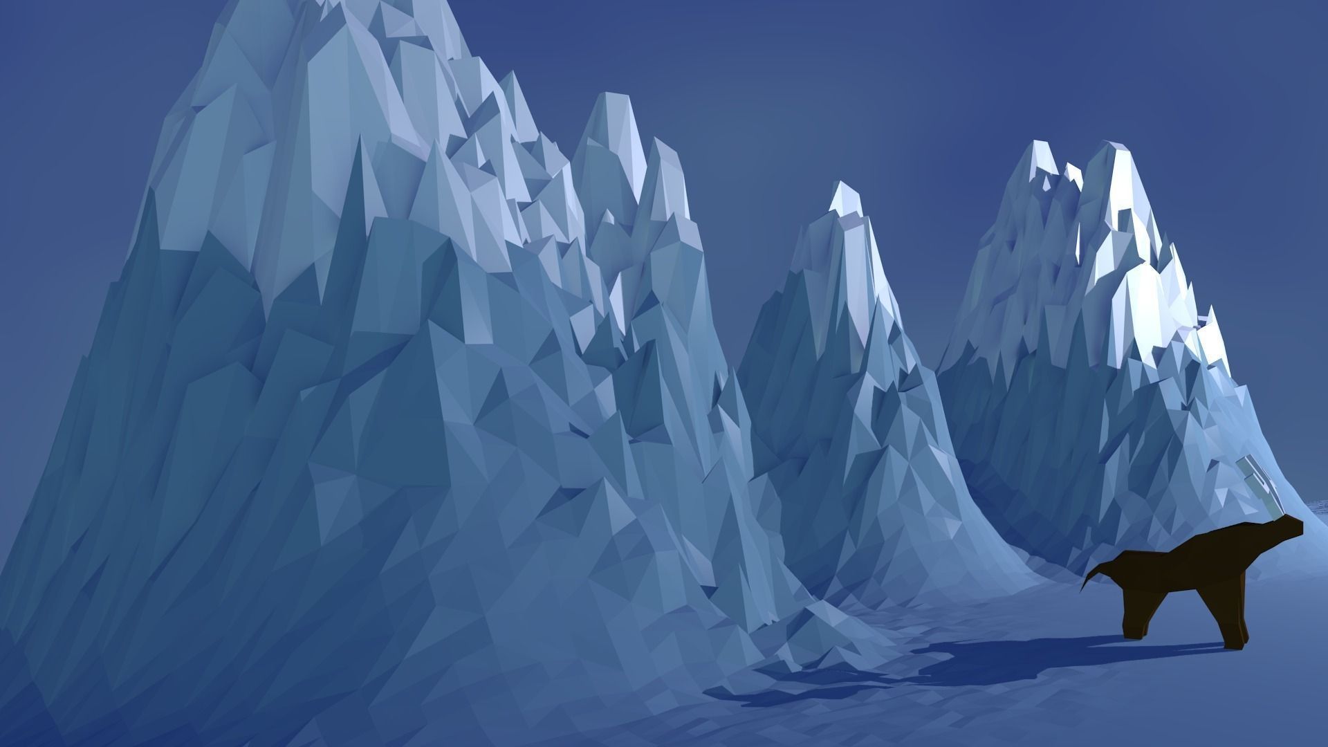 Reindeer deer in ice cave Low-poly 3D model_2
