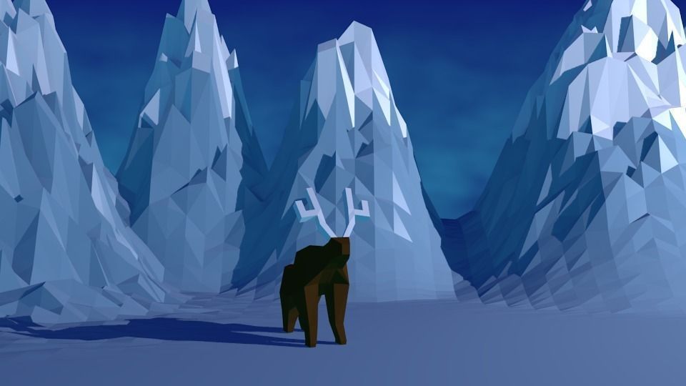 Reindeer deer in ice cave Low-poly 3D model_1