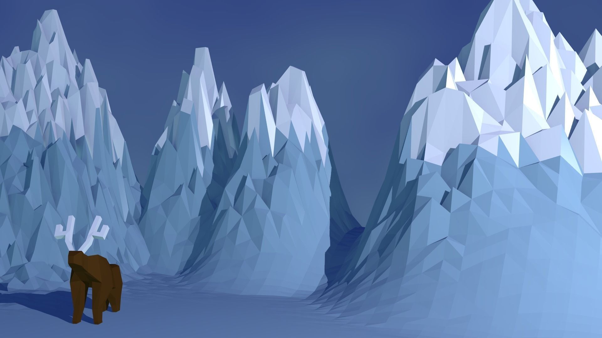 Reindeer deer in ice cave Low-poly 3D model_4