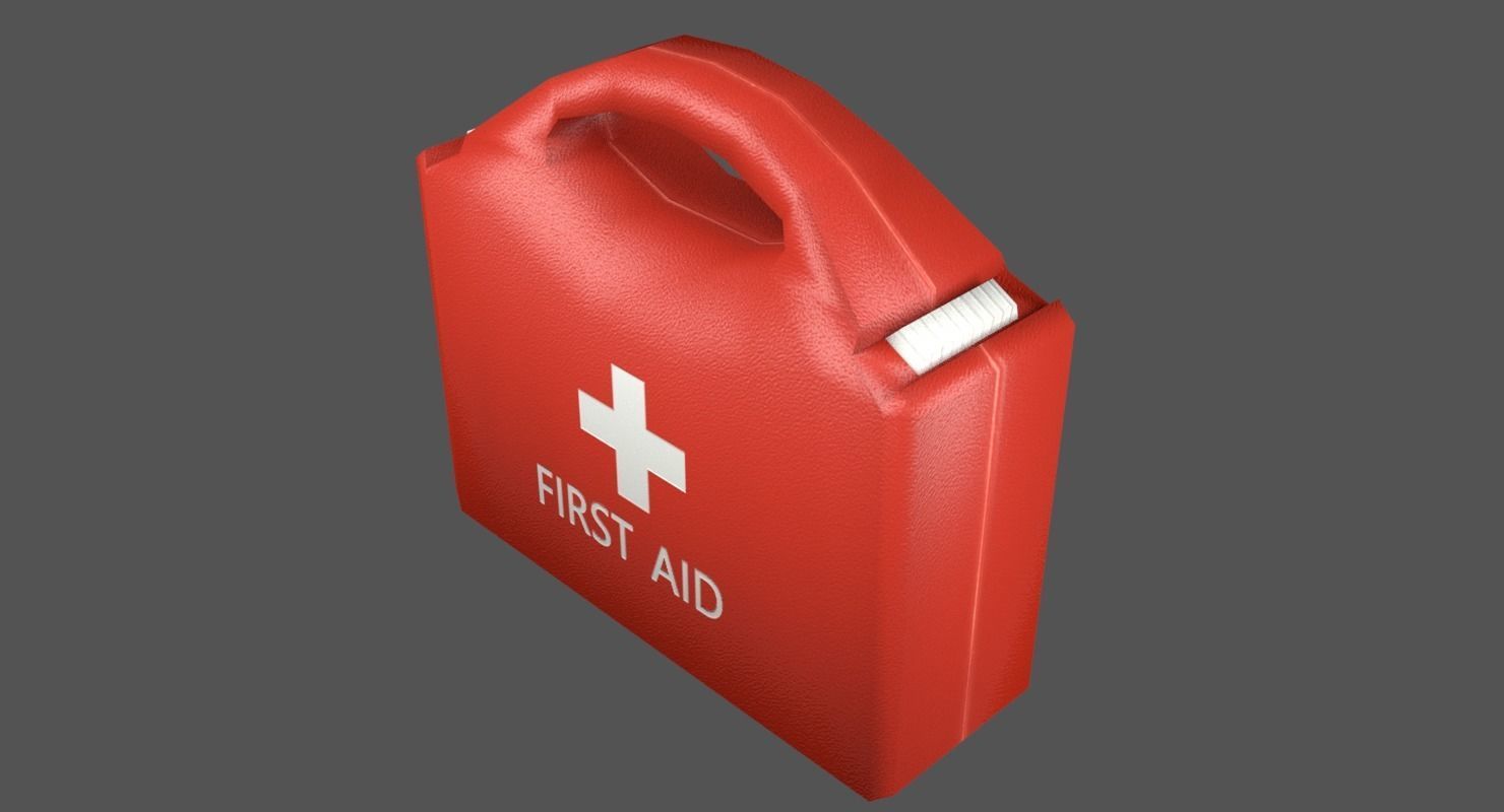 First Aid Kit Plastic Red 2 Low-poly 3D model_1