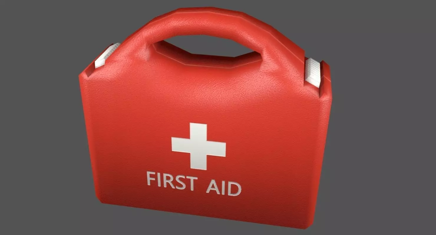 First Aid Kit Plastic Red 2 Low-poly 3D model_0