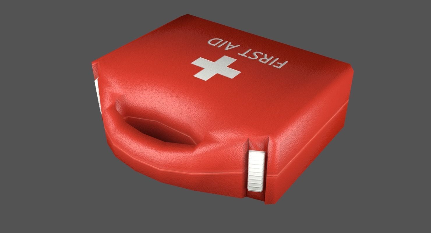 First Aid Kit Plastic Red 2 Low-poly 3D model_2