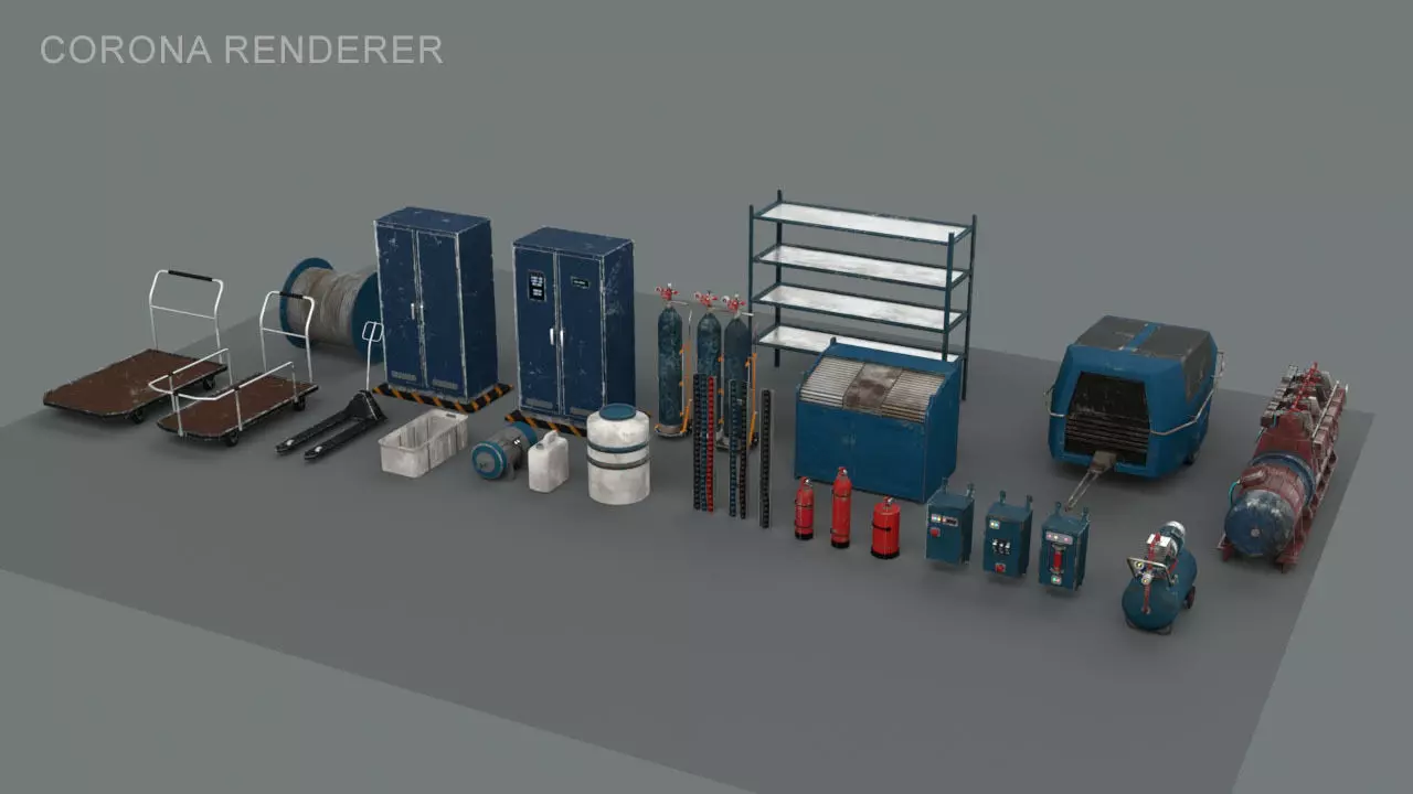 industrial stuff pack Low-poly 3D model_0
